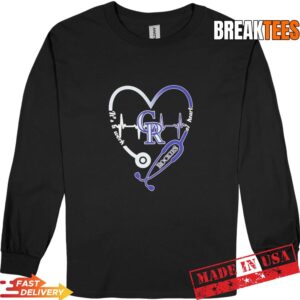 Stethoscope Heart Heartbeat It's A Work Of Heart Colorado Rockies Baseball Logo T-Shirt 2 Stethoscope Heart Heartbeat It's A Work Of Heart Colorado Rockies Baseball Logo Long Sleve