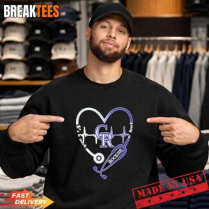 Stethoscope Heart Heartbeat It's A Work Of Heart Colorado Rockies Baseball Logo T-Shirt 1 Stethoscope Heart Heartbeat It's A Work Of Heart Colorado Rockies Baseball Logo Sweatshirt