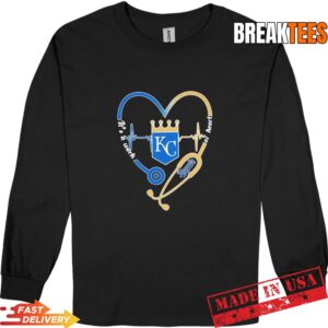Stethoscope Heart Heartbeat It's A Work Of Heart Kansas City Royals Baseball Logo Long Sleve