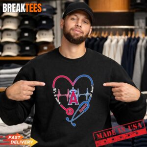 Stethoscope Heart Heartbeat It's A Work Of Heart Los Angeles Angels Baseball Logo Sweatshirt
