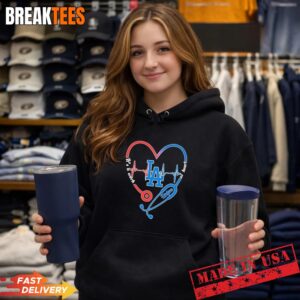 Stethoscope Heart Heartbeat It's A Work Of Heart Los Angeles Dodgers Baseball Logo Hoodie