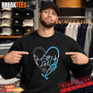 Stethoscope Heart Heartbeat It's A Work Of Heart Miami Marlins Baseball Logo Sweatshirt
