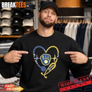 Stethoscope Heart Heartbeat It's A Work Of Heart Milwaukee Brewers Baseball Logo Sweatshirt