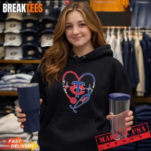 Stethoscope Heart Heartbeat It's A Work Of Heart Minnesota Twins Baseball Logo Hoodie