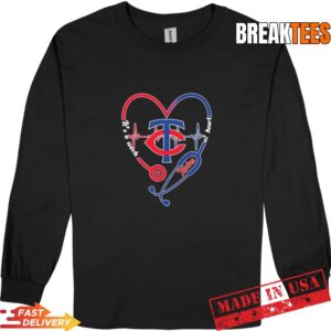 Stethoscope Heart Heartbeat It's A Work Of Heart Minnesota Twins Baseball Logo Long Sleve