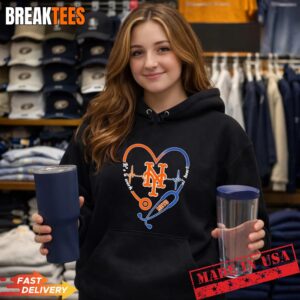 Stethoscope Heart Heartbeat It's A Work Of Heart New York Mets Baseball Logo T-Shirt 3 Stethoscope Heart Heartbeat It's A Work Of Heart New York Mets Baseball Logo Hoodie