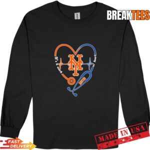 Stethoscope Heart Heartbeat It's A Work Of Heart New York Mets Baseball Logo T-Shirt 2 Stethoscope Heart Heartbeat It's A Work Of Heart New York Mets Baseball Logo Long Sleve