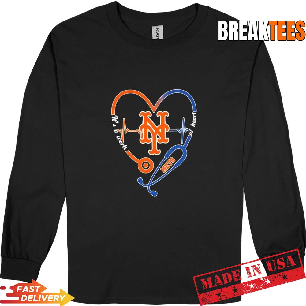 Stethoscope Heart Heartbeat It’s A Work Of Heart New York Mets Baseball Logo T-Shirt Stethoscope Heart Heartbeat It’s A Work Of Heart New York Mets Baseball Logo T-Shirt