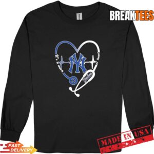 Stethoscope Heart Heartbeat It's A Work Of Heart New York Yankees Baseball Logo Long Sleve