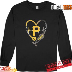 Stethoscope Heart Heartbeat It's A Work Of Heart Pittsburgh Pirates Baseball Logo Long Sleve