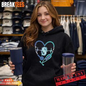 Stethoscope Heart Heartbeat It's A Work Of Heart Seattle Mariners Baseball Logo Hoodie