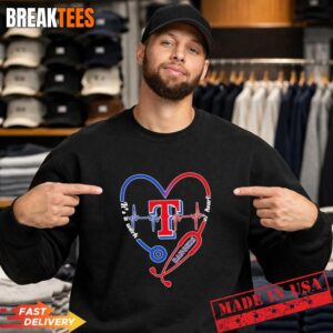 Stethoscope Heart Heartbeat It's A Work Of Heart Texas Rangers Baseball Logo Sweatshirt