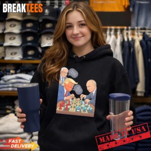 Trump and Putin political chess world leaders cartoon satire t-shirt 1