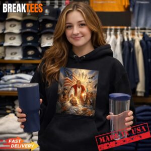 Trump as Jesus Graphic Trump Patriotic US Flag Eagle Gifts Shirt 1