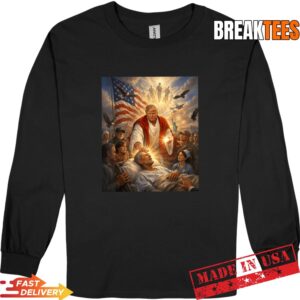 Trump as Jesus Graphic Trump Patriotic US Flag Eagle Gifts Shirt 2