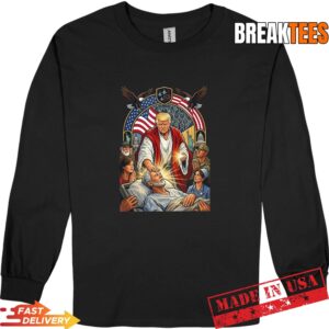 Trump as Jesus Patriotic US Flag Eagle Gifts Graphic Shirt 2