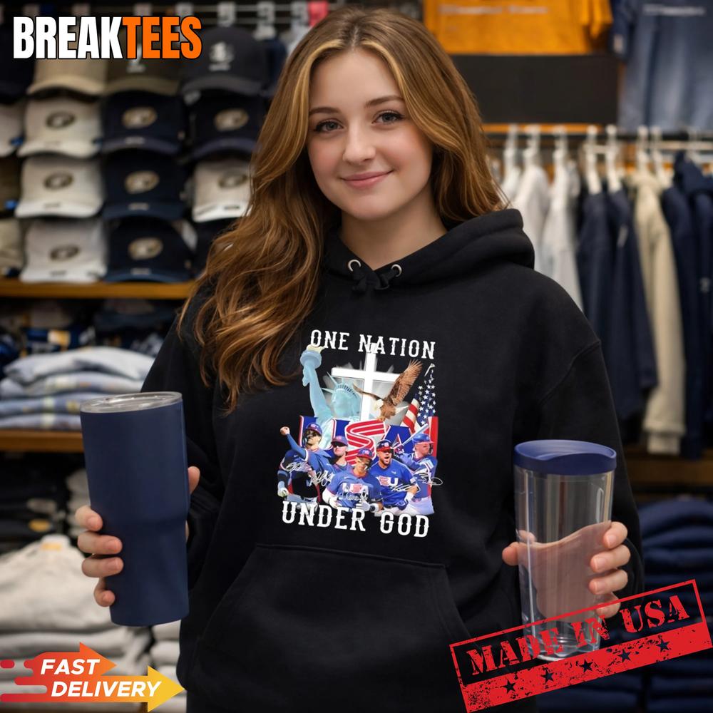 USA Team Baseball One Nation Under God Signatures Tee USA Team Baseball One Nation Under God Signatures Tee