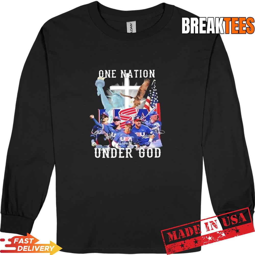 USA Team Baseball One Nation Under God Signatures Tee USA Team Baseball One Nation Under God Signatures Tee