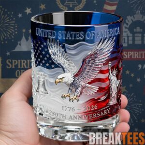 250th Anniversary Bald Eagle American Flag Whiskey Glass - 4th of July Gift 1