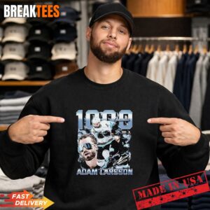 Adam Larsson Seattle 1000 Games Signature Portrait Hockey T-Shirt 3