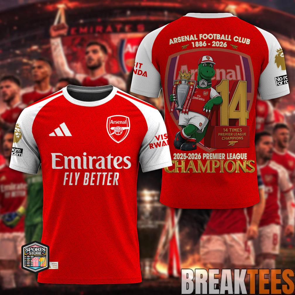 Arsenal Gunnersaurus Rex Mascot 2026 EPL Champions Special Jersey Arsenal Gunnersaurus Rex Mascot 2026 EPL Champions Special Jersey
