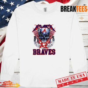 Atlanta Braves Skull MLB Graphic T-Shirt 2
