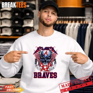 Atlanta Braves Skull MLB Graphic T-Shirt 3