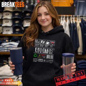 Auditor Warning Label Accounting Skills Coffee Wine Sarcasm T-Shirt 1