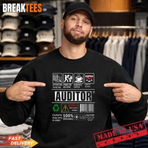 Auditor Warning Label Accounting Skills Coffee Wine Sarcasm T-Shirt 3