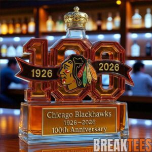 Chicago Blackhawks 100th Anniversary Whiskey Bottle