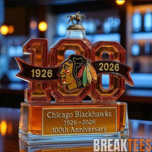 Chicago Blackhawks 100th Anniversary Whiskey Bottle 1