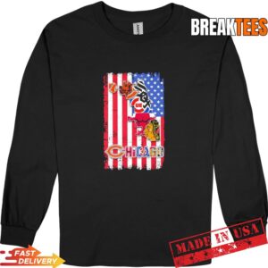 Chicago City Sports Bears White Sox Cubs Bulls US Flag T-Shirt 2
