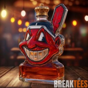 Cleveland Indians Chief Wahoo ‘2 Time World Series Champions’ Whiskey Bottle