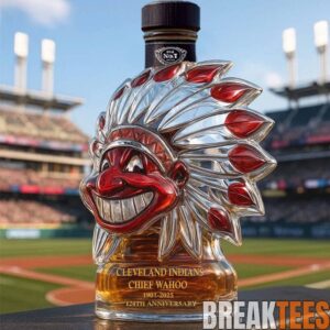 Cleveland Indians Chief Wahoo 124th Anniversary Whiskey Bottle 1