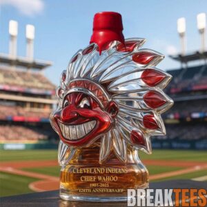 Cleveland Indians Chief Wahoo 124th Anniversary Whiskey Bottle 3