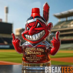Cleveland Indians Chief Wahoo '2 Time World Series Champions' Whiskey Bottle 2 Cleveland Indians Chief Wahoo '2 Time World Series Champions' Whiskey Bottle 2