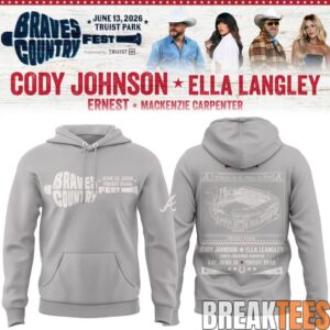 Cody Johnson x Ella Langley Braves Country Fest Grey Hoodie