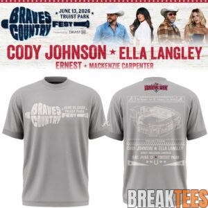 Cody Johnson x Ella Langley Braves Country Fest Grey Shirt