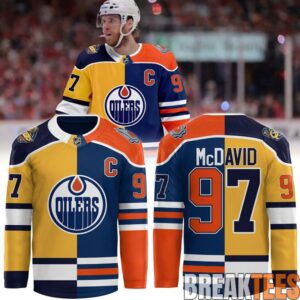 Connor McDavid x Edmonton Oilers x Erie Otters Split Color Hockey Jersey – No.97 Legacy Edition