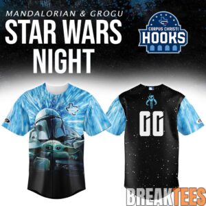 Corpus Christi Hooks x Star Wars Night Mandalorian & Grogu Custom Baseball Jersey