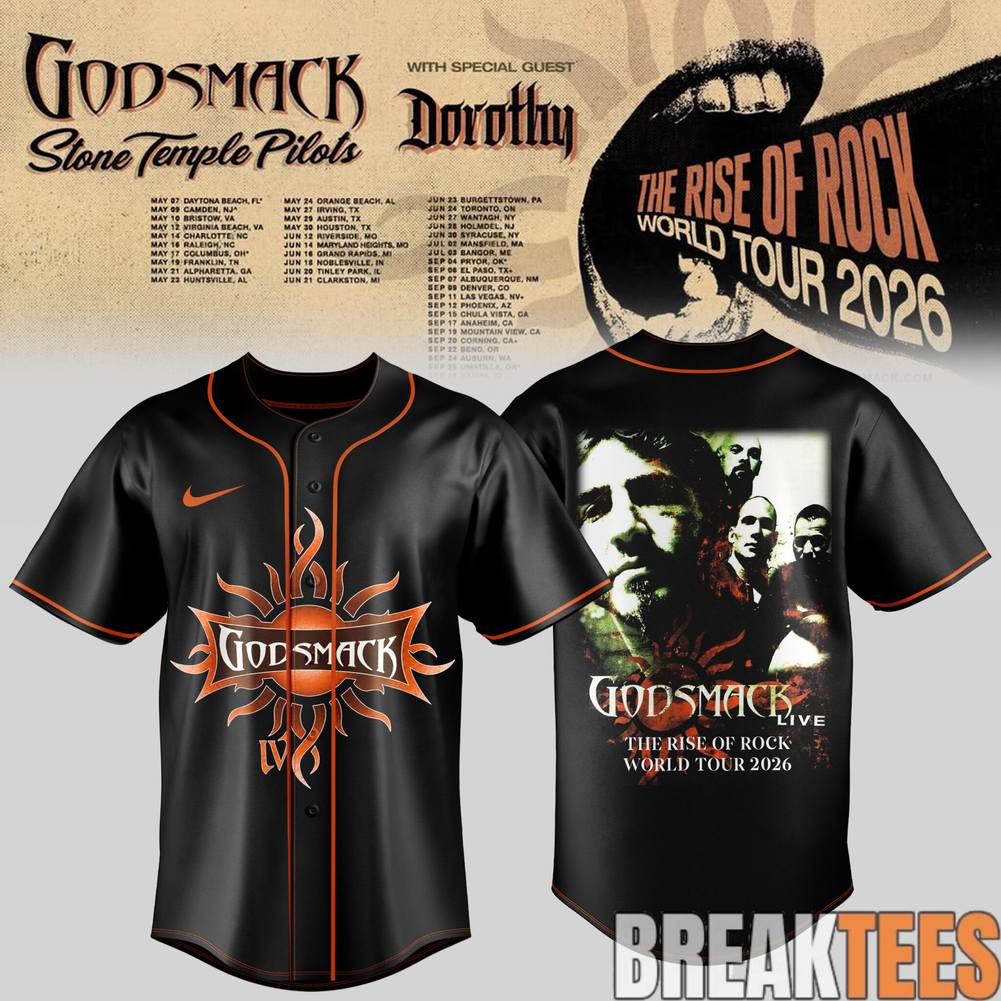 Godsmack The Rise of Rock World Tour 2026 Stone Temple Pilots Jersey Godsmack The Rise of Rock World Tour 2026 Stone Temple Pilots Jersey
