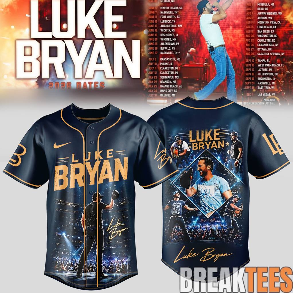 Luke Bryan 2026 Tour Country Night Baseball Jersey Luke Bryan 2026 Tour Country Night Baseball Jersey