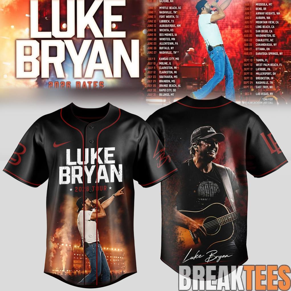 Luke Bryan 2026 Tour Country Night Baseball Jersey Luke Bryan 2026 Tour Country Night Baseball Jersey
