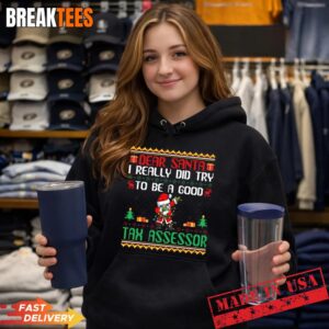 Mens Santa Try to Be a Good Tax Assessor - Funny Christmas Performance T-Shirt 1