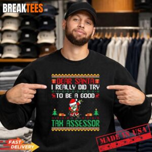 Mens Santa Try to Be a Good Tax Assessor - Funny Christmas Performance T-Shirt 3