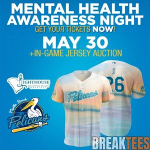 Myrtle Beach Pelicans x Annual Mental Health Awareness Night 2026 Baseball Jersey