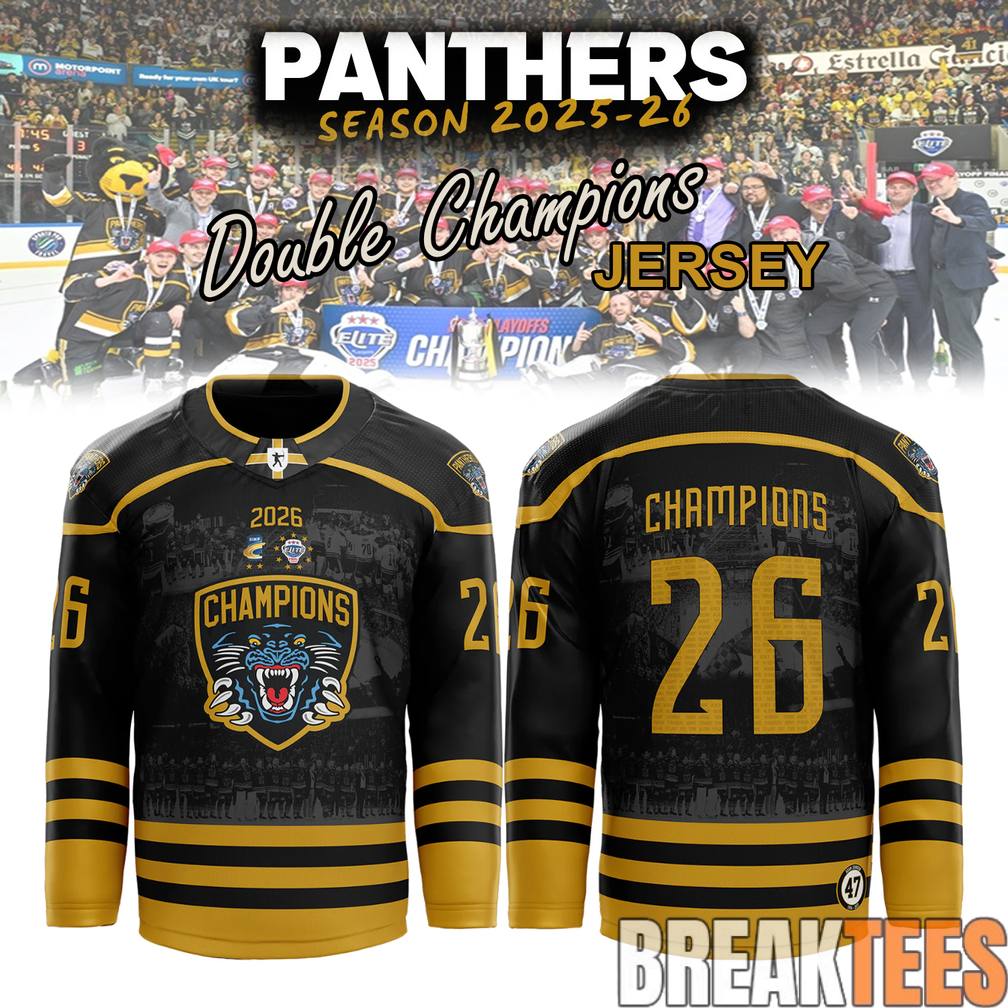 Nottingham Panthers 2026 Double Champions Special Hockey Jersey Nottingham Panthers 2026 Double Champions Special Hockey Jersey
