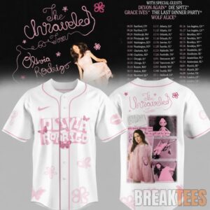 Olivia Rodrigo The Unraveled Tour 2026 Baseball Jersey 1