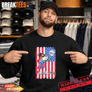 Philadelphia City Sports Flyers Eagles 76ers Phillies US Flag T-Shirt 3