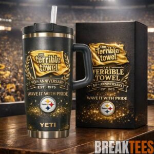 Pittsburgh Steelers Terrible Towel 50th Anniversary YETI Tumbler